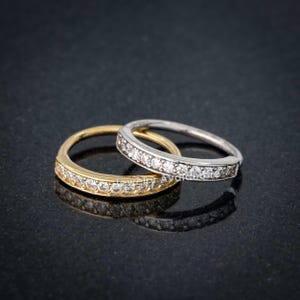 Solid 22g 14kt Yellow Gold Nose Ring, 11-stone Moissanite Nose Hoop, 8mm Nostril Hoop Ring, Twist-open