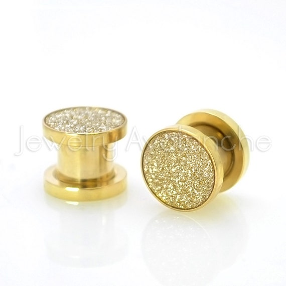 Anodized Steel Gold Ear Gauges Price for One Piece Screw 