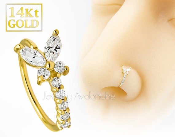 Solid 14Kt Yellow Gold (August) 2mm Genuine Peridot Nose Ring Piercing, 20  Gauge L - Shaped - Yahoo Shopping