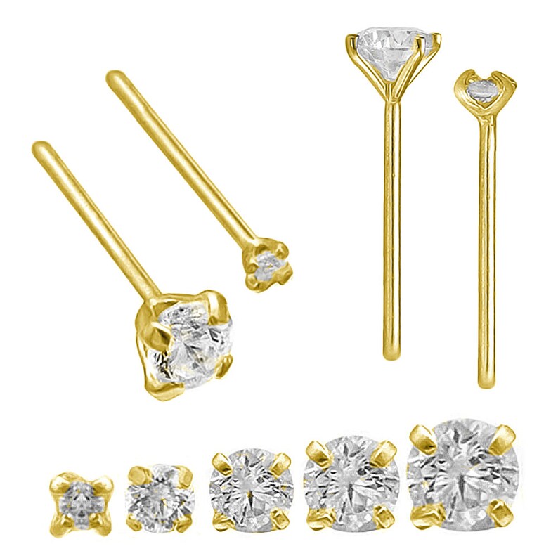 24G Nose Ring 14kt Gold Nose Stud 14kt Yellow Gold OR White Etsy