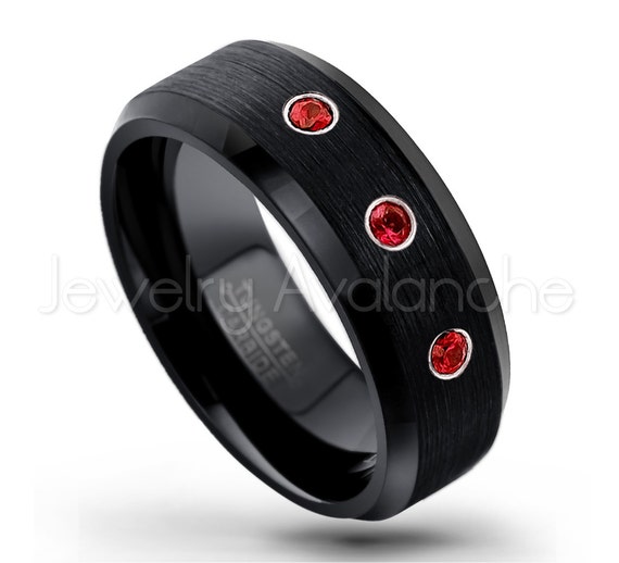 November Birthstone Ring 0.21ctw Citrin /& Diamond 3-Stone Anniversary Band 8mm Brushed Comfort Fit Dome Tungsten Carbide Ring Tungsten Wedding Ring