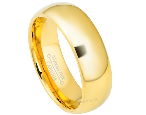 7mm Rose Gold Tungsten Carbide Wedding Ring Dome Polish Handmade Comfort Band 