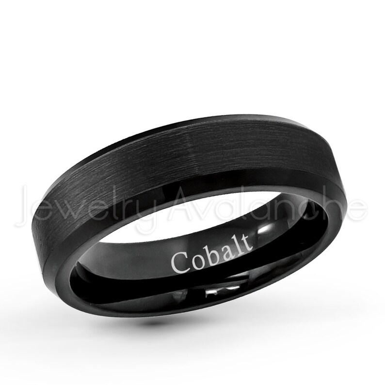 Bride and Groom Wedding Band Set Black IP Brushed Finish Beveled Edge Comfort Fit Cobalt Chrome Wedding Rings Engagement Rings CT410-414