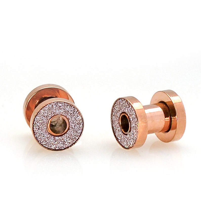 Ear Plugs Body Piercing Jewelry Rose Gold Sandpaper Texture Etsy