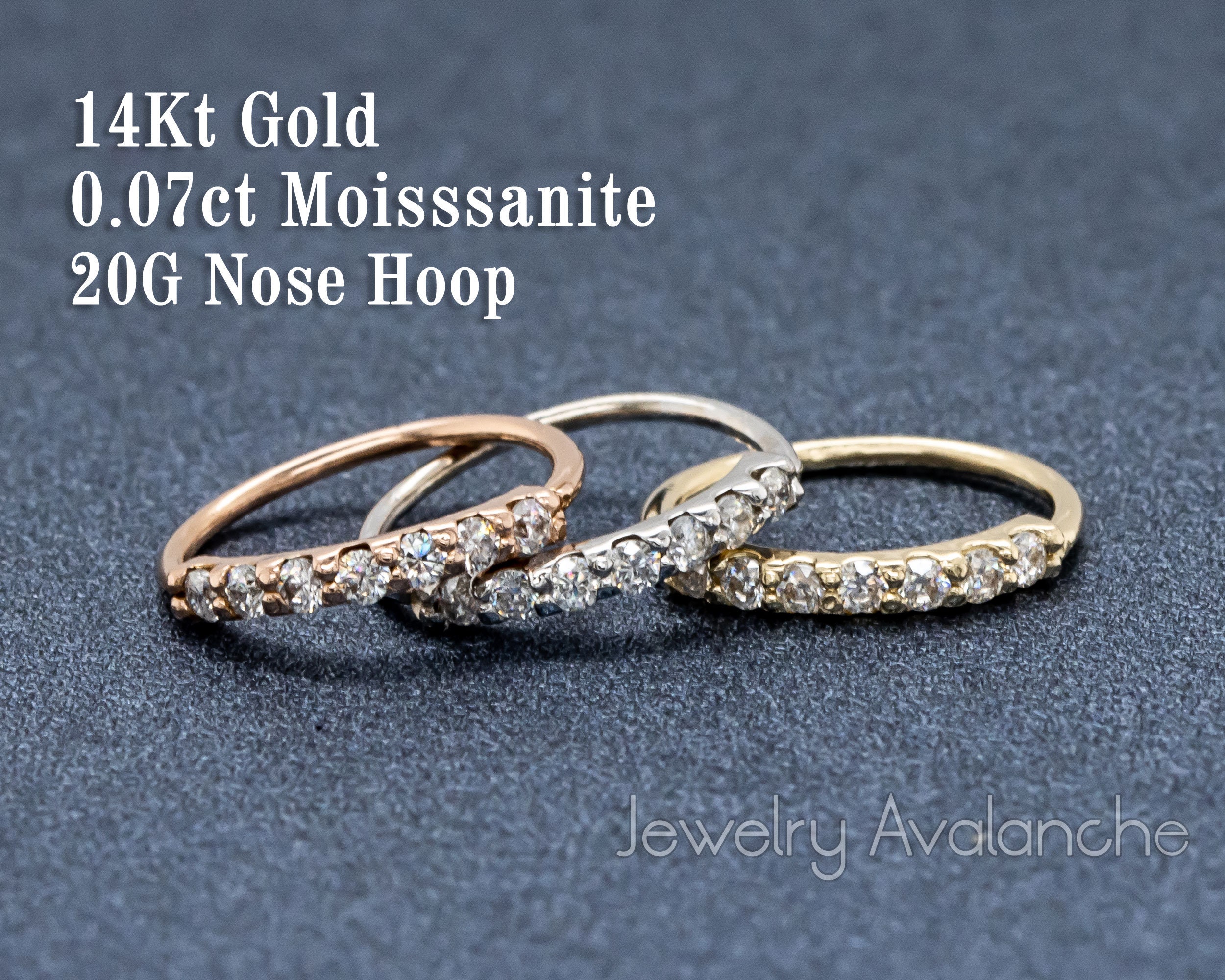 6mm 8mm 0.07ct Moissanite Nose Hoop Solid 14kt Yellow Gold Nose