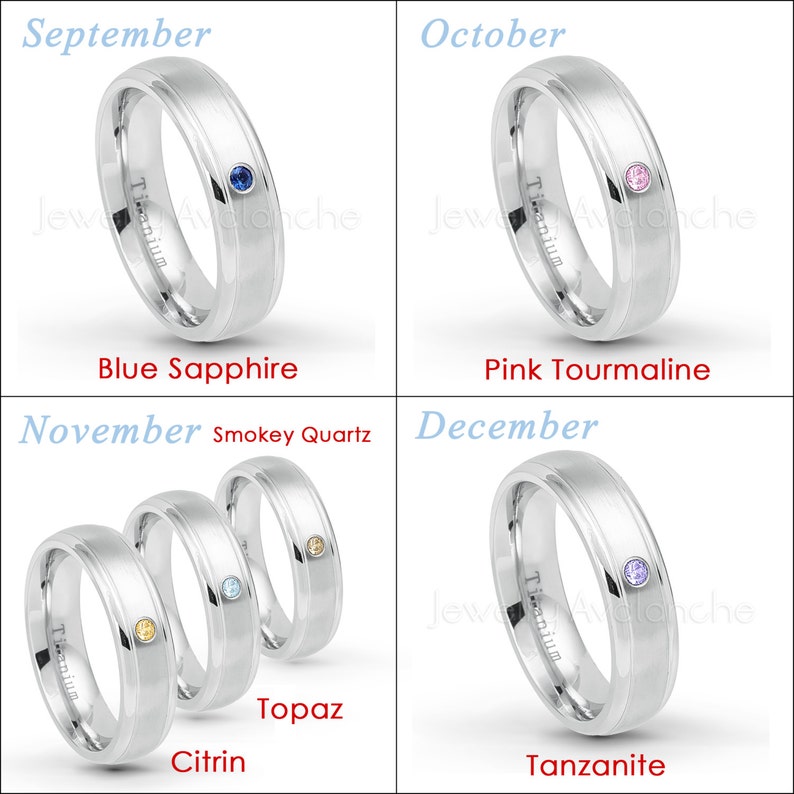 6mm Brushed Comfort Fit Dome Titanium Wedding Band January Birthstone Ring Solitaire 0.07ct Tsavorite Garnet Anniversary Ring TM557-1TVR