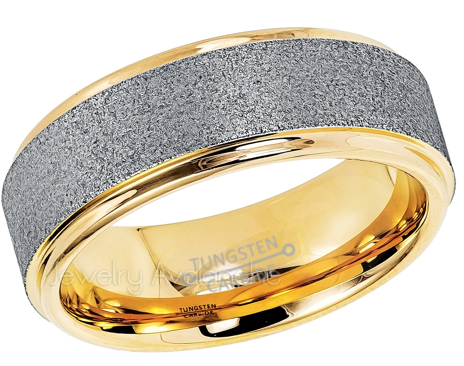 Yellow Gold Tungsten Ring 2Tone Tungsten Wedding Band Etsy