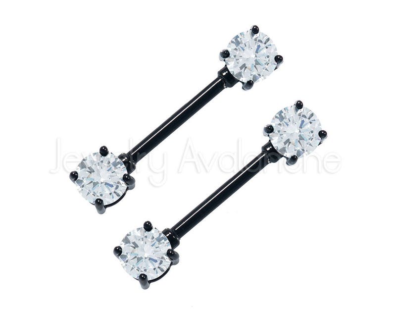 14G Nipple Barbell Round/heart Nipple Ring Prongset Heart Etsy