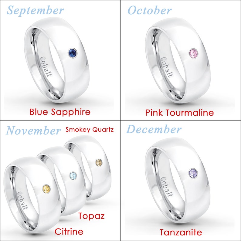 August Birthstone Ring Men/'s Anniversary Band,7mm Polished Finish Comfort Fit Dome Cobalt Wedding Ring CT252 0.07ct Peridot Solitaire Ring