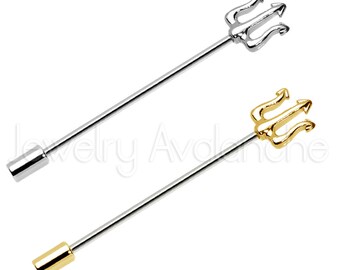 Trident Scaffold Earrings, 14G Industrial Barbell Earring, 316L Surgical Steel, Red, Rose Gold, Black, Yellow & Silver Color IND2073