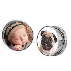 Personalized Ear Gauges Plugs, Surgical Steel Ear Plugs Screw Top, Custom-Print Photos-Logos-Text-Signs, Men Women Custom Design Ear Gauges