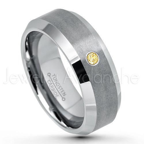 Tungsten shops July Birthstone Ring, 0.07ct Ruby Solitaire Band, 8mm Brushed Finish Comfort Fit Beveled Edge Tungsten Carbide Wedding Band TN003BS