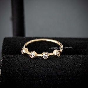 Solid 20g 14K White Gold Diamond Nose Ring Bezel Set 4-STONE Diamond Nostril Hoop, 8mm Nose Hoop Ring, Cartilage Helix Ring, Tragus Ring