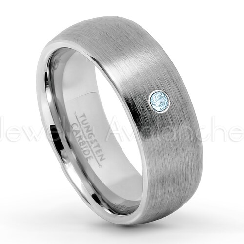 0.07ctw Topaz Solitaire Tungsten shops Band, November Birthstone Ring, 8mm Brushed Comfort Fit Tungsten Carbide Classic Dome Wedding Ring TN069BS