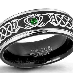Celtic Claddagh Wedding Ring in Black Zirconium 8 Mm Wide
