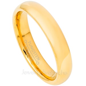 4 mm Dome Gold Wolfram Ehering, Jubiläum Band für Frauen, Gold Damenring, Hartmetallring, minimalistischer Ring, stapelbarer Bandring