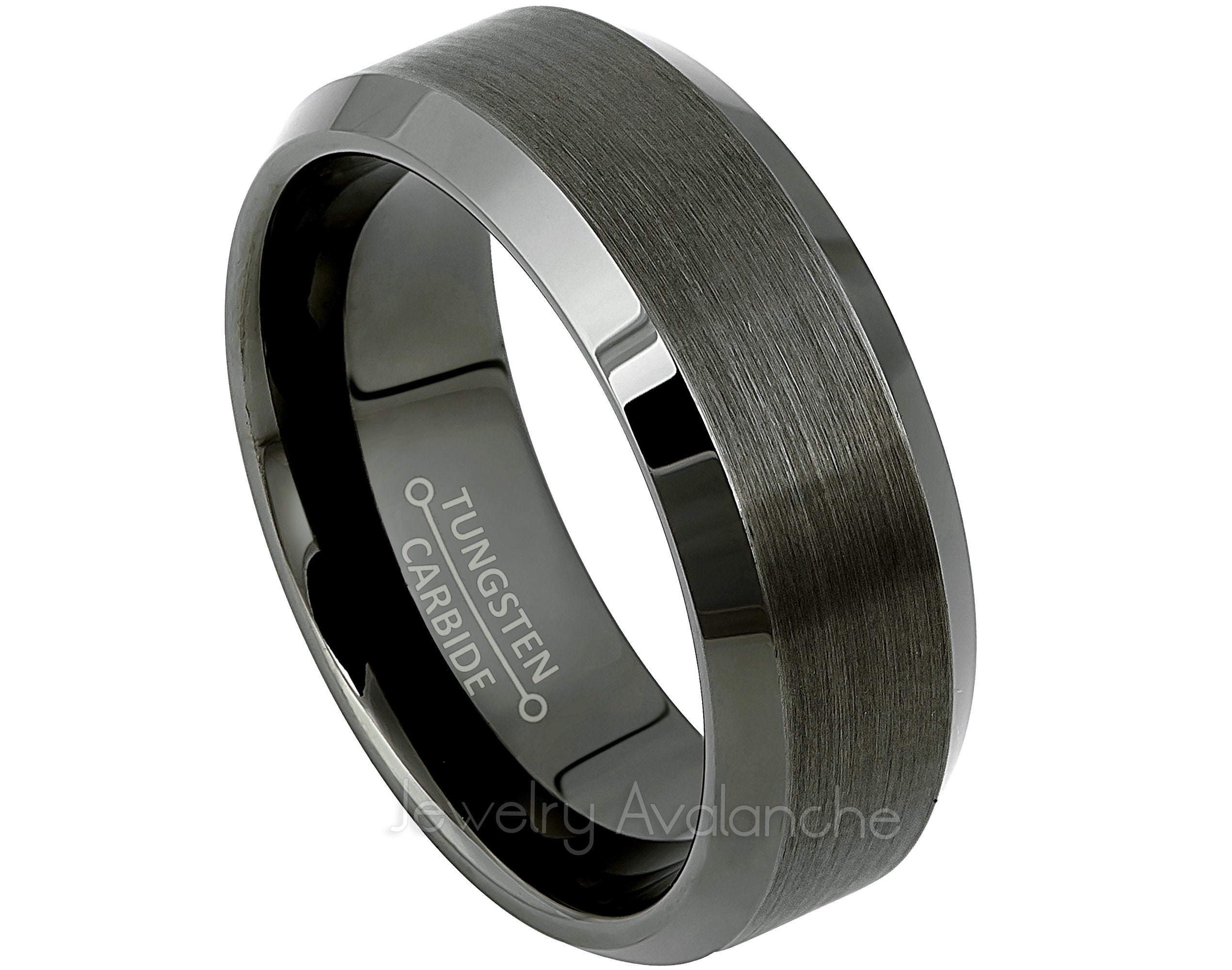 Gunmetal wedding band with diamonds sale