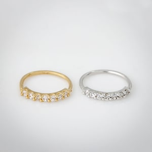 Solid 14kt Yellow Gold Nose Ring, 20G Nose Hoop Ring, 8mm Diameter, CZ Accented Nostril Ring, Cartilage Helix Ring, Tragus Ring