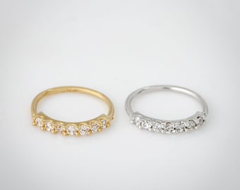 Solid 14kt Yellow Gold Nose Ring, 20G Nose Hoop Ring, 8mm Diameter, CZ Accented Nostril Ring, Cartilage Helix Ring, Tragus Ring