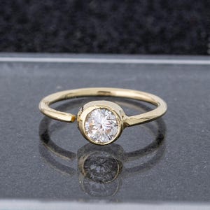 0.015-0.11ctw Diamond Nose Hoop, Solid 14K Gold Nose Ring, 20G (0.8mm) Nose Hoop, Bezel Set Diamond Nose Ring, Twist-open, April Birthstone