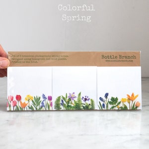 Sticky notes in botanical designs ~ set of 3