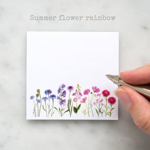 Sticky notes in botanical designs wildflowers, hydrangea, or lily of the valley botanical paper goods Summer Rainbow