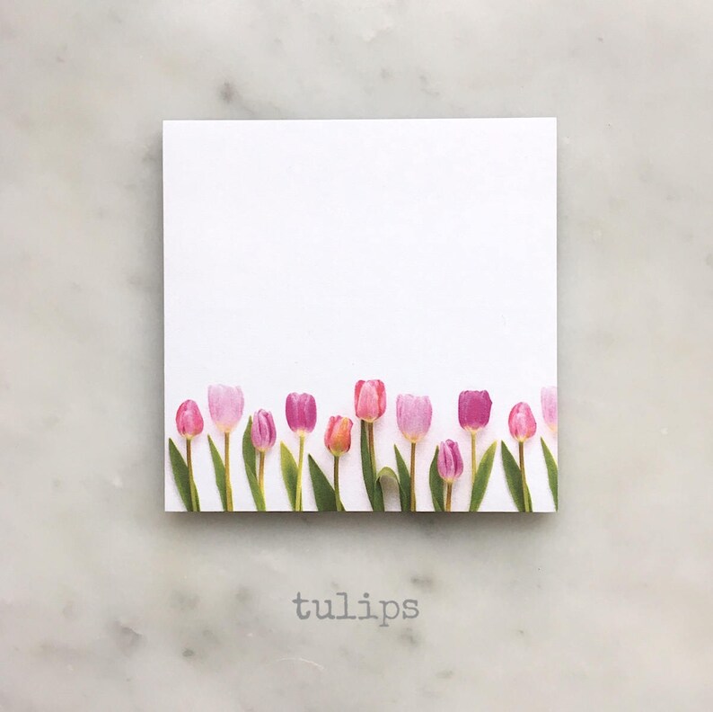 Sticky notes in botanical designs wildflowers, hydrangea, or lily of the valley botanical paper goods Tulips!