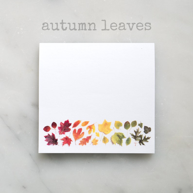 Sticky notes in botanical designs wildflowers, hydrangea, or lily of the valley botanical paper goods autumn leaves