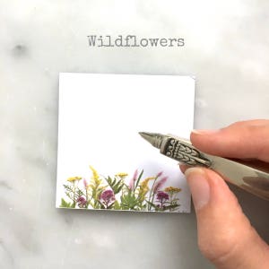 Sticky notes in botanical designs wildflowers, hydrangea, or lily of the valley botanical paper goods Wildflowers