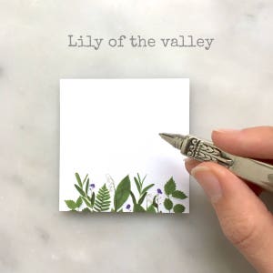 Sticky notes in botanical designs wildflowers, hydrangea, or lily of the valley botanical paper goods Lily of the valley