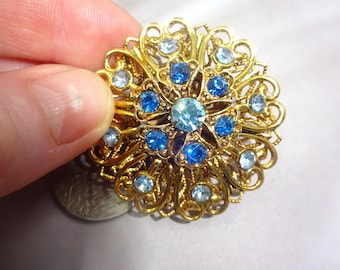 Juliana D&E AB Crystal 1950s Brooch Pin In Blues, 1.75 Inch Sphere, Mint Condition, Crystal Pin, Regalo de la madre, Artículo de coleccionista, Fotos