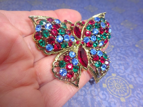 Rare Find, Weiss AB Crystal Butterfly Pin And Clip-On Earrings, Circa 1950, Collector, Gift, Pics