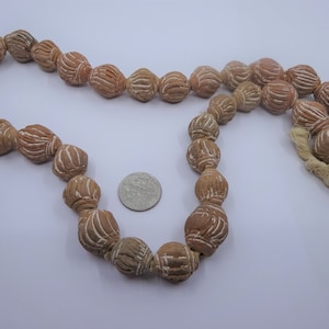 37 Natural Terracotta Round Mali Clay Beads 12mm: Earthy African Mud Beads, Coffee Table Beads, Authentic Handmade Home Decor
