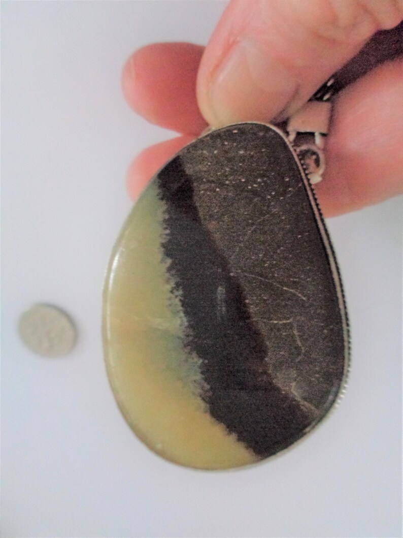 Statement Necklace U 2 Inch Long Tricolor Gemstone Pendant Necklace Mothers Day Special Vintage 925 Sterling 20 Inch Long Handmade Chain