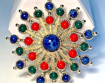 Vintage Sarah Coventry Carnival Brooch Pin, 2.5 Inch Round, Mint, Statement Brooch,  Gift Her, PIcs