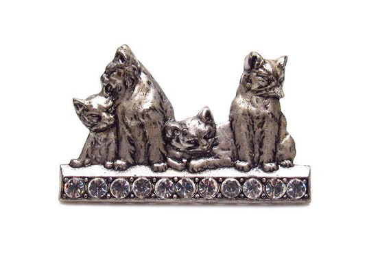 Vintage Sterling Cat Brooch, Pin, One Inch x .75 … - image 3