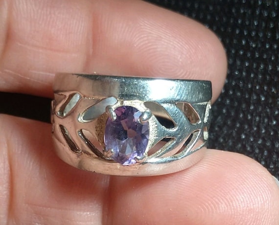 Vintage Sterling And Amethyst Size 6 Cocktail Rin… - image 10