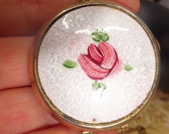 Vintage 1950S  French Guilloche Enamel Locket, Gift Her, Photo Locket, Picture Locket, Pendant Necklace, Pics