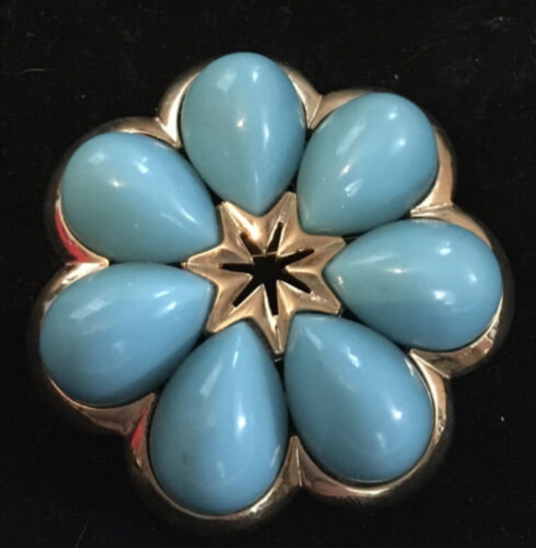 Vintage Teardrop Brooch Pin, 1950s Blue 6 Teardrop Brooch Pin, Gold ...