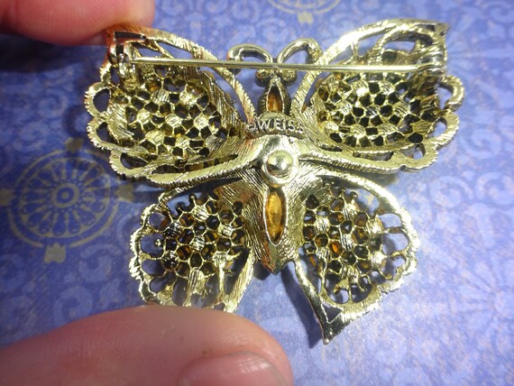 Rare Find, Weiss AB Crystal Butterfly Pin And Clip-On Earrings, Circa 1950, Collector, Gift, Pics View 3