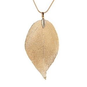 Real leaf necklace, 18K gold dipped leaf, statement necklace, gold necklace, natural woodland jewelry, boho necklace, gift for her