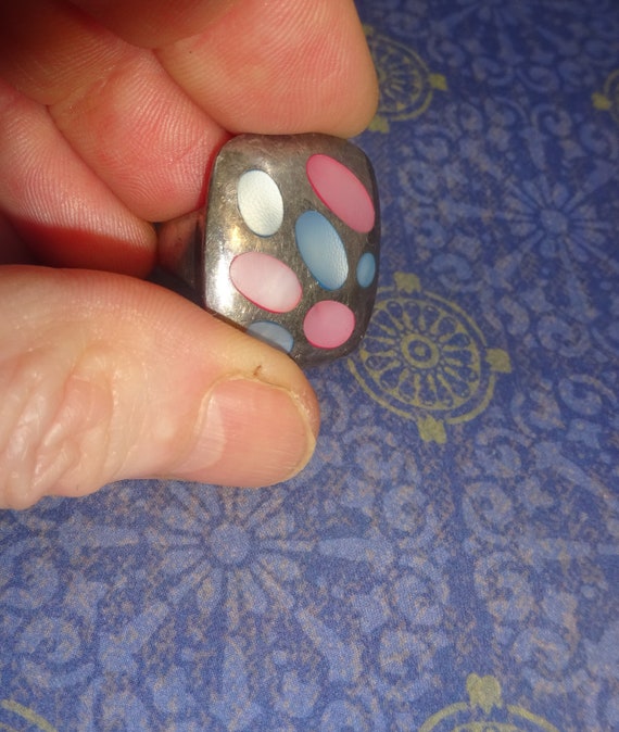 Vintage Sterling And MOP Statement Ring, Circa 19… - image 1