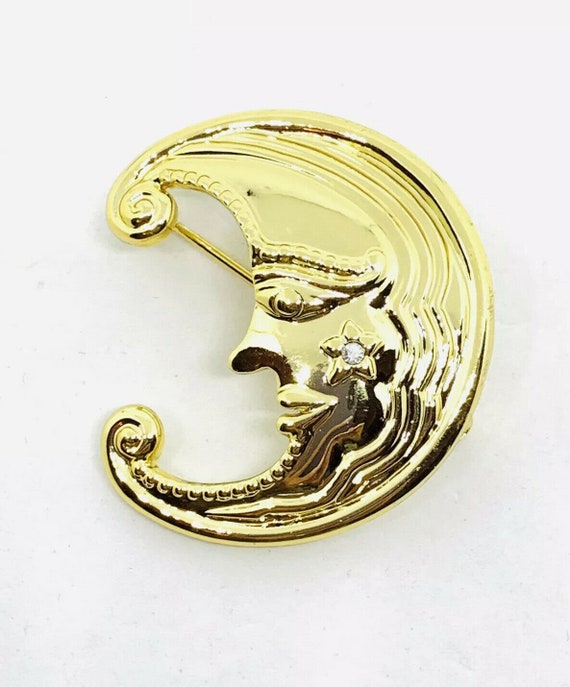 Vintage Danecraft Goldtone Quarter Moon, With  Zi… - image 8