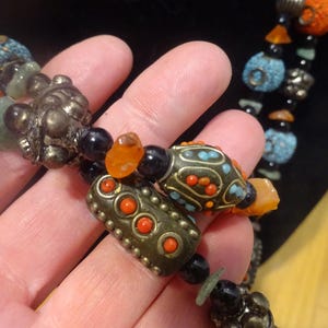 Vintage Ethnic Beaded Necklace, Circa  19950s, Mint Condition, Statement Necklace, African Beaded, Pics