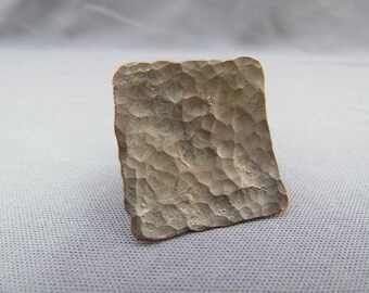 Vintage Old Pawn 6.75 US Size Hammered Copper Minimalist Ring, Hammered Copper Squared Ring, Art Ring, Statement Ring, Gift For Her, Pics