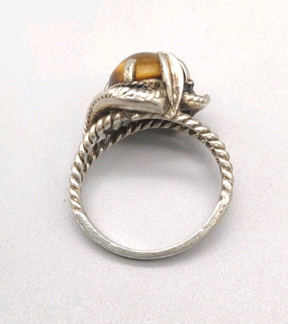 Marked Sterling Silver Tiger's Eye Ring, 1970's M… - image 3