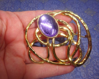 Vintage XL Brutalist Style Pin Brooch, 3x2.5 Inches, Statement Brooch, Gift Her, Pics