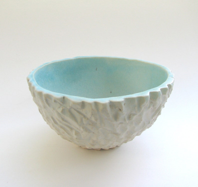 hand carved bowl water pool effect glass fused ceramic decorative bowl by Echo of Nature Yumiko Goto