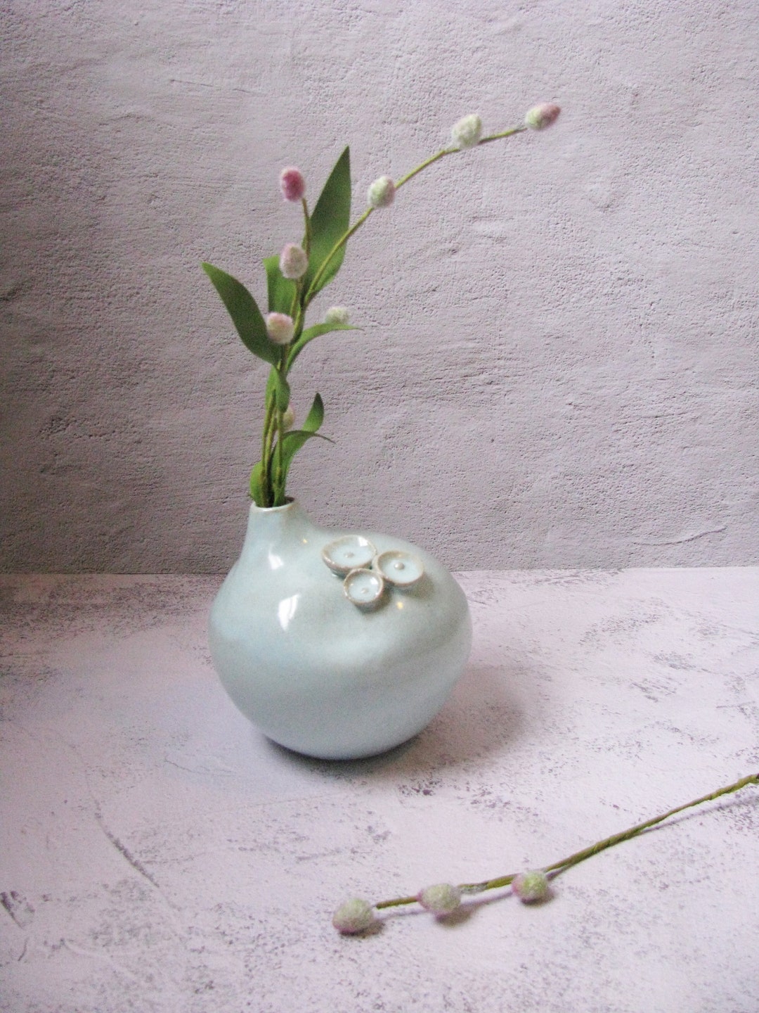 Light Powder Pastel Blue Vase White Stoneware Vase by Echo of Etsy