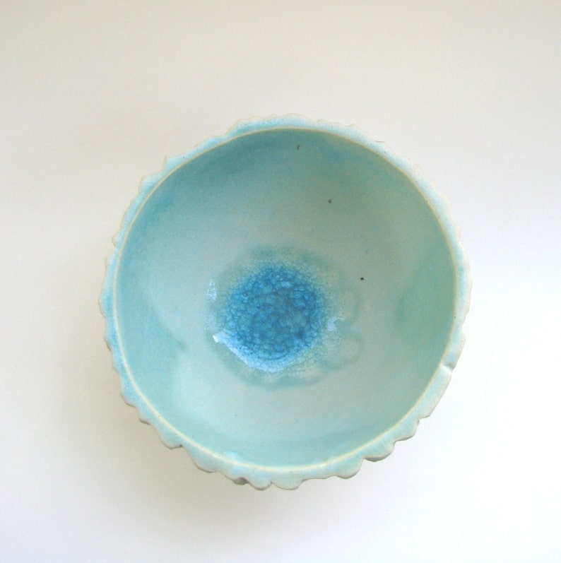 hand carved bowl water pool effect glass fused ceramic decorative bowl by Echo of Nature Yumiko Goto